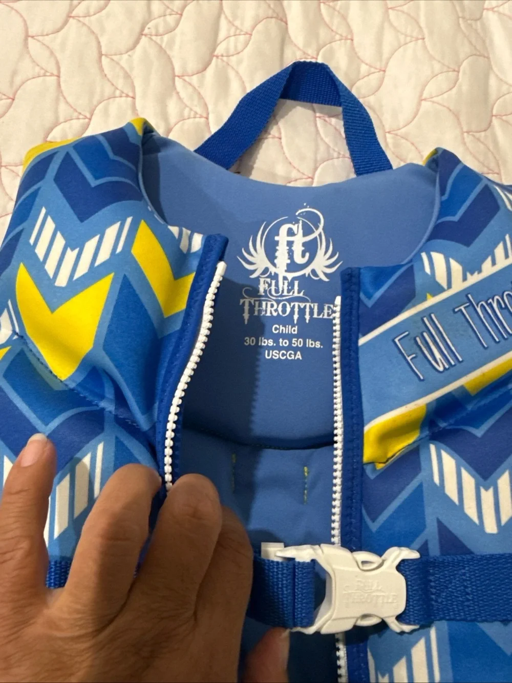 Kids Blue & Yellow Swim Vest One-Piece/ 30 lbs to 50lbs